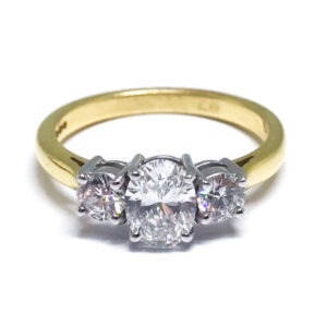 18ct Gold Oval Diamond Trilogy Ring
