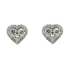 18ct White Gold & Diamond Lady Heart Earrings