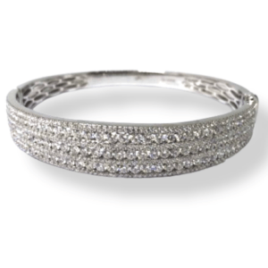 18ct White gold Multi-Cut Diamond Pave Bangle