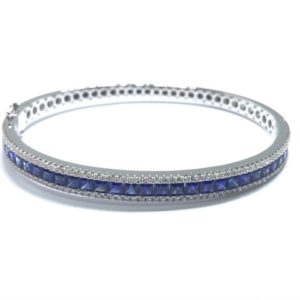 18ct White Gold Sapphire & Diamond Bangle