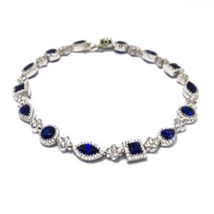 18ct White Gold Multi Shaped Sapphire & Diamond Bracelet