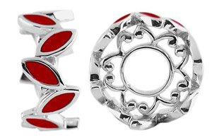 Red Enamel And Silver Storywheel Charm