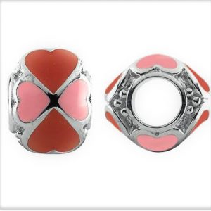 Pink And Red Enamel On Silver Storywheels Charm