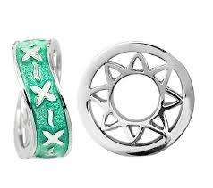 Silver And Green Enamel X Storywheel Charm