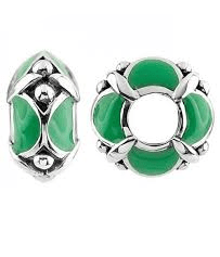 Green Enamel On Silver Storywheels Charm