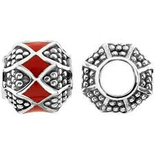 Red Enamel On Silver Storywheels Charm