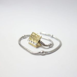 14Kt Gold, Silver And Diamonds Storyweels Charm Bracelet