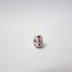 Pink And Red Enamel Polka-Dot And Silver Storywheels Charm