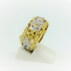 18ct Yellow Gold Diamond & Yellow Sapphire Filigree Ring