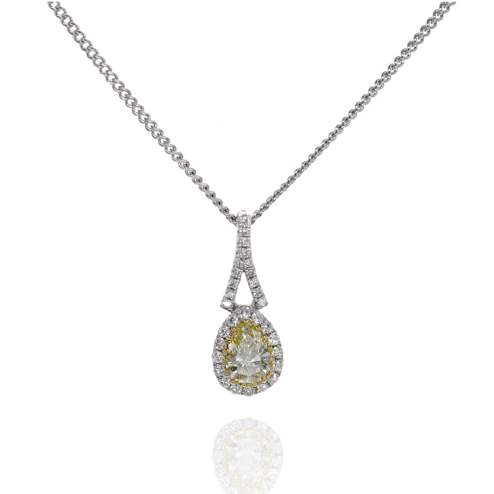 18ct White Gold Yellow Diamond Necklace