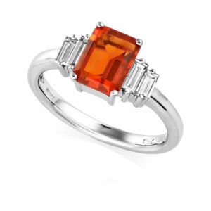 Fire opal with diamonds