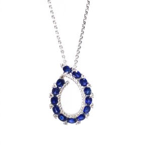 18ct White Gold Sapphire and Diamond Necklace