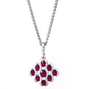 18ct White Gold Ruby & Diamond Pendant