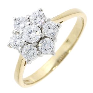 Gold diamond cluster ring