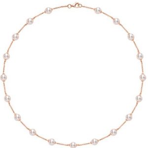 9ct Rose Gold Pearl and Chain Necklace 5mm