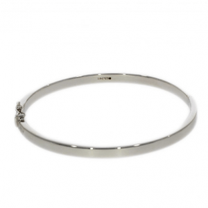 9ct White Gold 4mm Oval Hinged Bangle