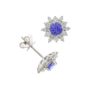 18ct White Gold Tanzanite and Diamond Snowflake Earrings