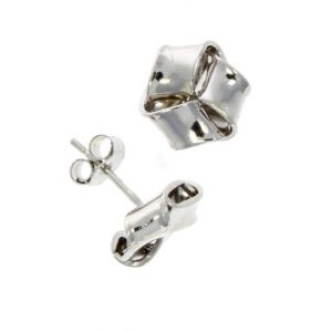 9ct White Gold Flat Knot Earrings
