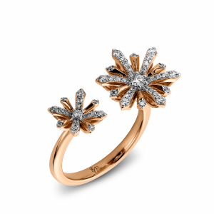18ct Rose Gold and Diamond Double Sunburst Ring