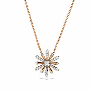 18ct Rose Gold and Diamond Sunburst Necklace