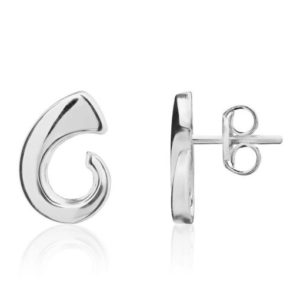 9ct White Gold Tusk Stud Earrings