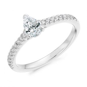 Platinum Pear Shape Diamond Ring 0.30ct