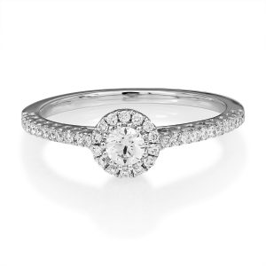 18ct White Gold Diamond Ring with Diamond Shoulders