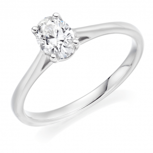 Platinum Oval Diamond Solitaire Ring 0.50ct