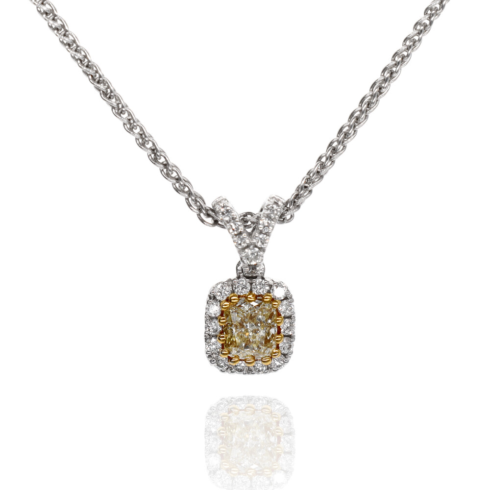 18ct White Gold Yellow & White Diamond Pendant
