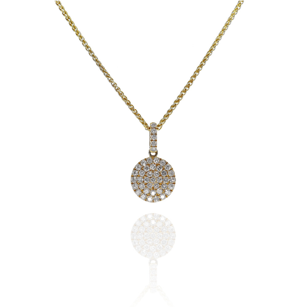 18ct Yellow Gold Pave Diamond Pendant