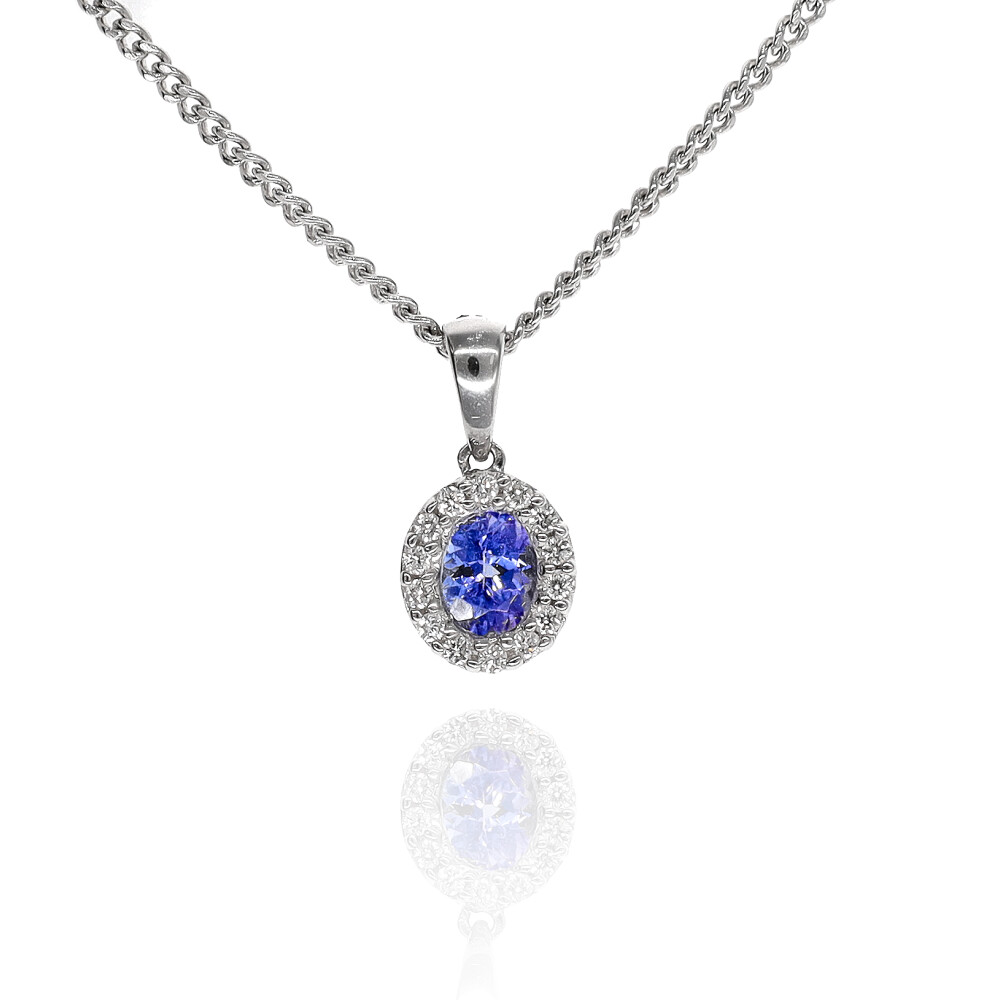 18ct White Gold Oval Tanzanite & Diamond