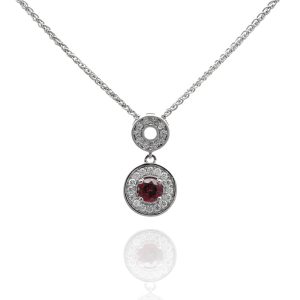 18ct White Gold Rhodolite Garnet & Diamond Pendant