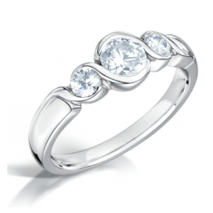 18ct White Gold Diamond Trilogy Ring