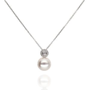 18ct White Gold Southsea Pearl & Diamond Necklace