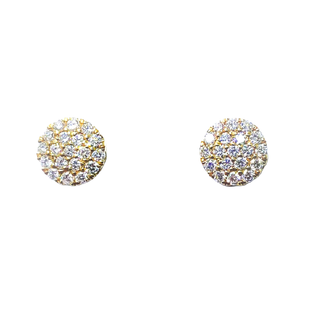 18ct Yellow Gold Pave Diamond Stud Earrings