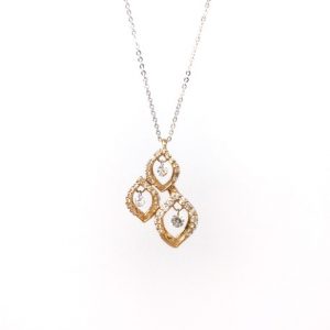 18ct White/Rose Gold Diamond Leaf Necklace