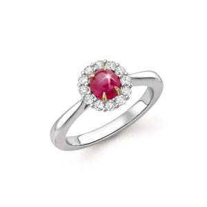 18ct White Gold Star Ruby & Diamond Ring