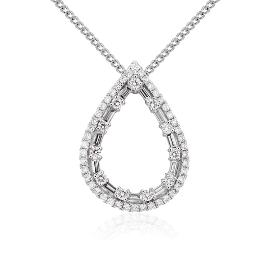 18ct White Gold Diamond Open Pendant