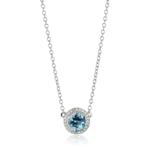 18ct White Gold Aquamarine & Diamond Necklace