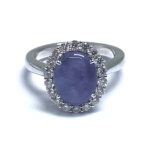 18ct White Gold Star Sapphire & Diamond Ring