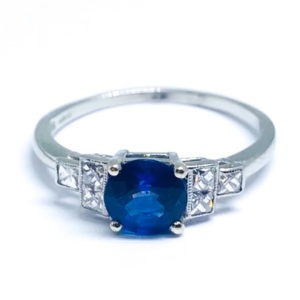 Pre-Owned Platinum Sapphire & Diamond Ring