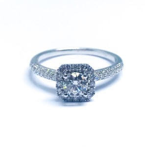 18ct White Gold Diamond Square Cluster Ring