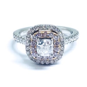 Platinum Diamond & Pink Diamond Cluster Ring