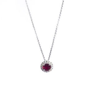 18ct White Gold Ruby & Diamond Necklace