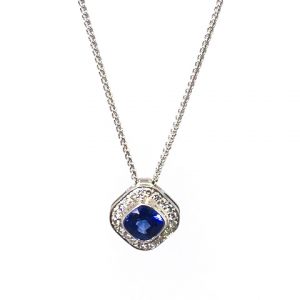 18ct White Gold Sapphire & Diamond Necklace