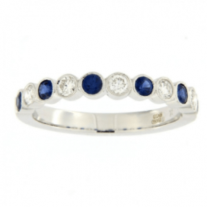 18ct White Gold Sapphire & Diamond Half Eternity Ring