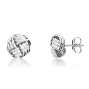 9ct White Gold Polished Ribbed Knot Stud Earrings