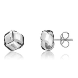 9ct White Gold Polished Knot Stud Earrings