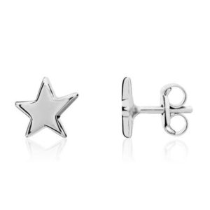 9ct White Gold Polished Star Stud Earrings