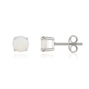 9ct White Gold Opal Studs